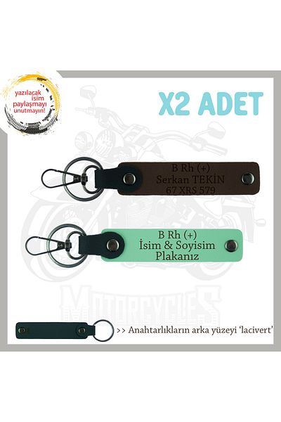 miawiki Name Plate and B Rh (+) Blood Group Written X2 Keychain, Green-K Coffee-Laci, Special for Motor Enthusiasts