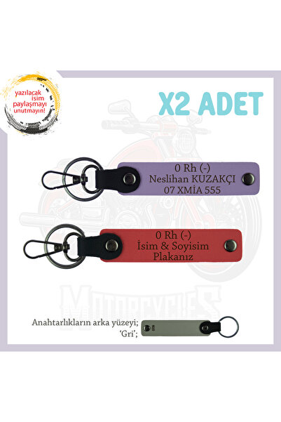 Miaju Motorcycle Adventurers, Leather Keychain with Name Plate and 0 Rh (-) W...