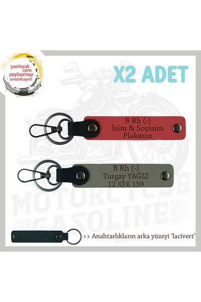 miawiki B Rh (-) Blood Type Written X2 Keychain, Pomegranate Flower-Ash Gray-Navy, Special Name Plate for Speed Lovers