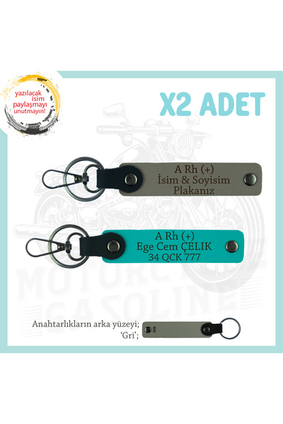 Asortishey سلسلة مفاتيح A + Blood Type Written Custom Made x2، رمادي رمادي-K ...