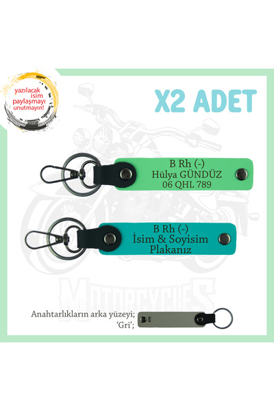 Asortishey Name Plate and B - Blood Group Written 2 Keychain, K Turquoise-F G...