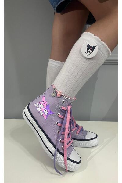 LEVENT ÖZCAN Kuromi Ve My Melody Baskılı, Lila&Pembe Bağcıklı, Lila Bilekli S...