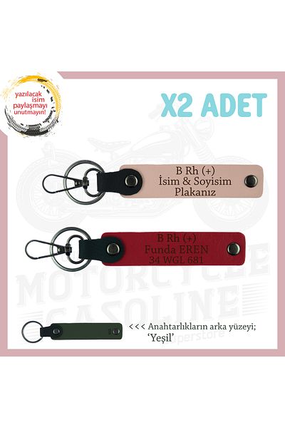miawiki Name Plate and B Rh (+) Blood Group Written Leather X2 Keychain, Yavruağzı-Red-Ysl, Special for What You Love