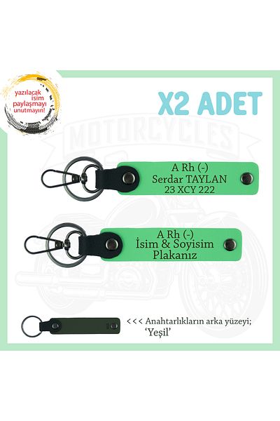 miawiki Emergency X2 Keychain with Name Plate and a (-) Blood Group Written, F Green-Ysl, Motorcycle Enthusiasts