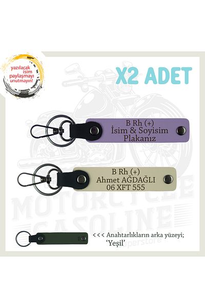 miawiki Gift 2 Keychains, Purple-S Coffee-Ysl, Custom for Biker Friends, Name Plate and B Rh (+) Blood Group