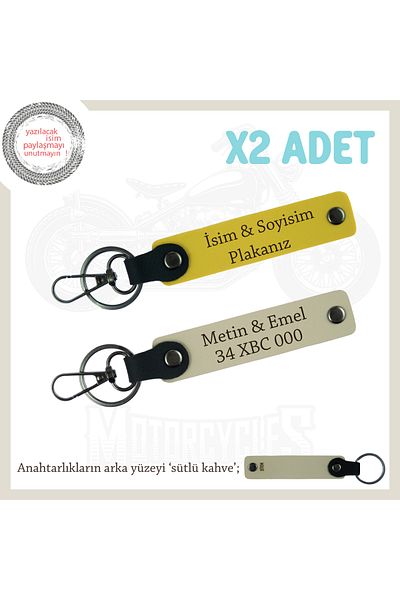 Miaju X2 Keychain Suitable for Car and Motorcycle Owners – Name & Number Plate Written, Yellow-S Brown-Sk