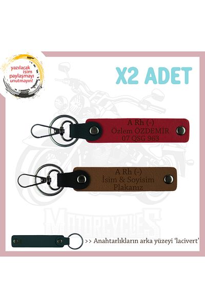 miawiki Emergency Keychain with Name Plate and a Rh (-) Blood Group Written, Coffee-Red-Navy, Passengers
