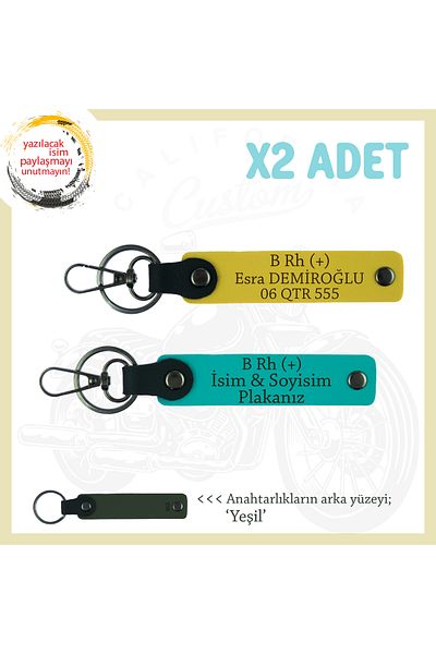 Miaju Speed Lovers' Custom Name Plate, B Rh (+) Blood Group Written X2 Keychain Gift, K Turquoise-Yellow-Ysl
