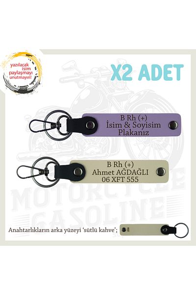 miawiki Name Plate and B Rh (+) Blood Type Gift X2' Keychains, Purple-S Coffee-Sk, Custom for Biker Friends
