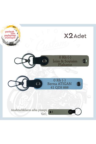 miawiki Name Plate & 0 Rh (-) Blood Group Written X2 Keychain Set, Ash Grey-Blue-Gr, for Motorcycle Lovers