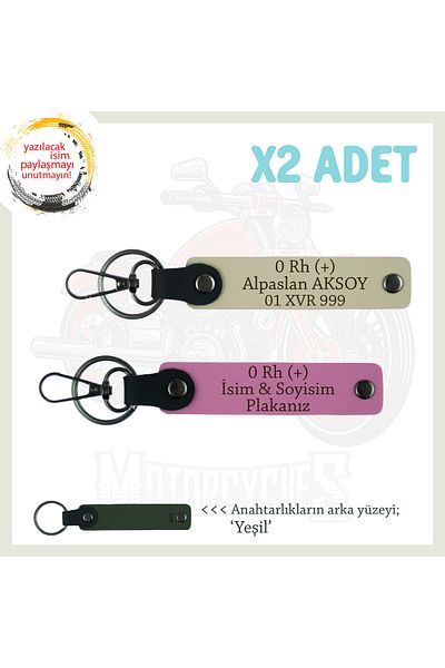 miawiki Name Plate and 0 Rh (+) Blood Group Written Leather X2 Keychain, Pink-S Coffee-Ysl, Biker Friendly Custom