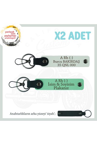miawiki A Rh (-) Blood Group Written Leather X2 Keychain Set, Green-White-Syh, Special Name Plate for Speed Enthusiasts