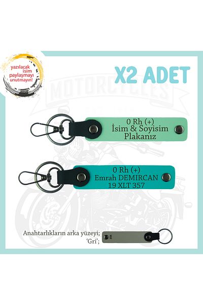 miawiki Name Plate and 0 Rh (+) Blood Group Written X2 Gift Keychain Set, Green-K Turquoise-Gr, Special for Friend
