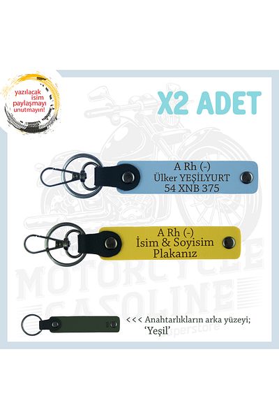 miawiki Name Plate and a Rh (-) Blood Group Written Leather Set of 2 Keychains, Yellow-Blue-Ysl, Special for Speed Lovers