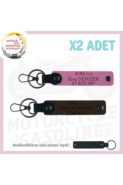 miawiki Name Plate and B Rh (+) Blood Group Written 2' Keychain, K Brown-Pink-Syh, to Motorcycle Lovers