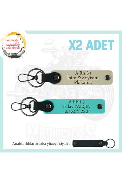 miawiki Name Plate & a - Blood Group Written X2 Keychain, S Coffee-Turquoise-Syh, Special for Motorcycle Lovers