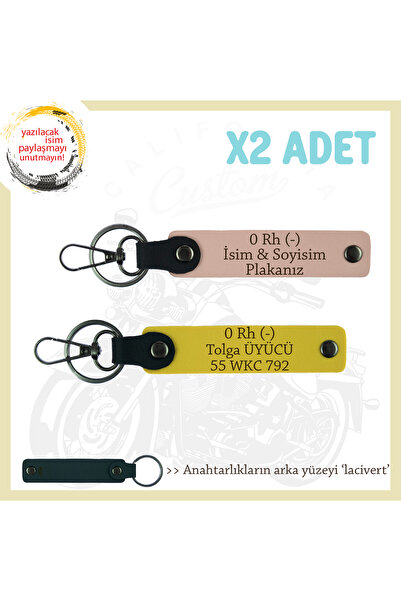 Miaju To Biker Friends, Set of 2 Keychains with Name Plate and 0 Rh (-) Blood...
