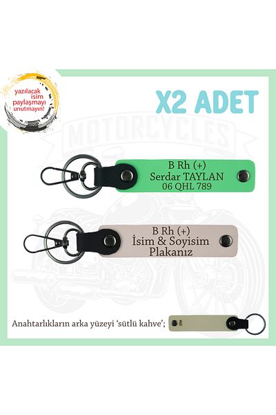 miawiki Name Plate and B Rh (+) Blood Type Written Leather X2' Keychain, Powder-F Green-Sk, Special for Speed Lovers
