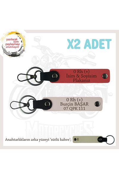 miawiki Name Plate and 0 Rh (+) Blood Group Written X2 Keychain, Pomegranate Flower-Powder-Sk, Special for Motor Enthusiasts