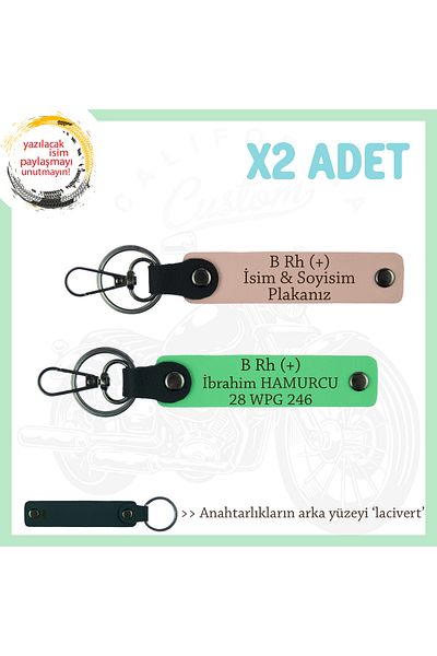 miawiki سلسلة مفاتيح مع لوحة اسم وحروف B Rh (+) وكتابات فصيلة الدم × 2، Yavruağzı-F Green-Laci، خاصة لمحبي المحركات