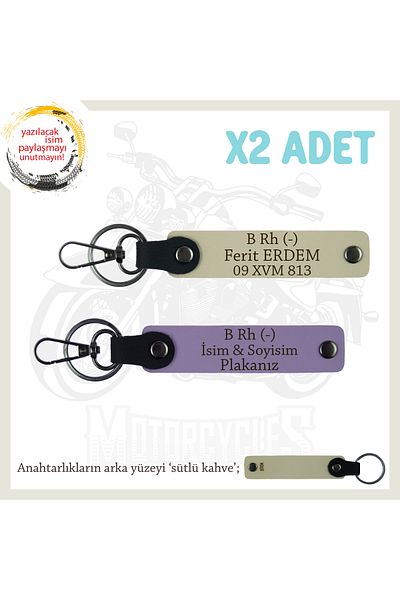 Miaju Exclusive for Biker Friends,Keychains with Name Plate and B Rh (-) Blood Type Gift X2, Purple-S Coffee-Sk