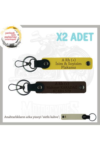 Miaju Special Name Plate for Biker Friends, a Rh (+) Blood Group Written Gift X2 Keychain, Yellow-K Brown-Sk
