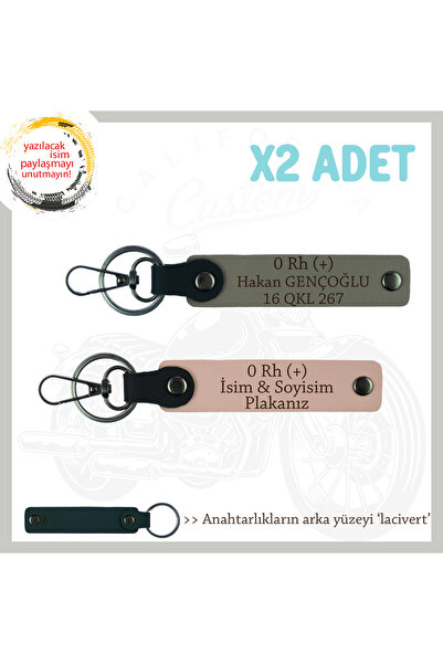 Asortishey 2-Piece Keychain, Yavruağzı-Ash Gray-Lacquer, Special Name Plate f...