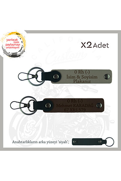 Miaju Personalized X2 Leather Keychain Gift with Nameplate and 0 Rh (-) Blood...