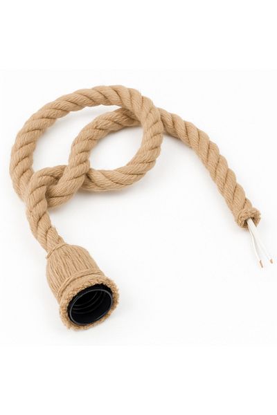 aybükpabuç Jute Rope Pendant Lamp Chandelier Wired Rope Rustic Lamp (100 cm)