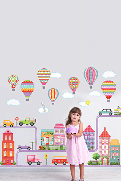 KT Decor Set de autocolante de perete pentru camera fetelor cu viața urbană, ...