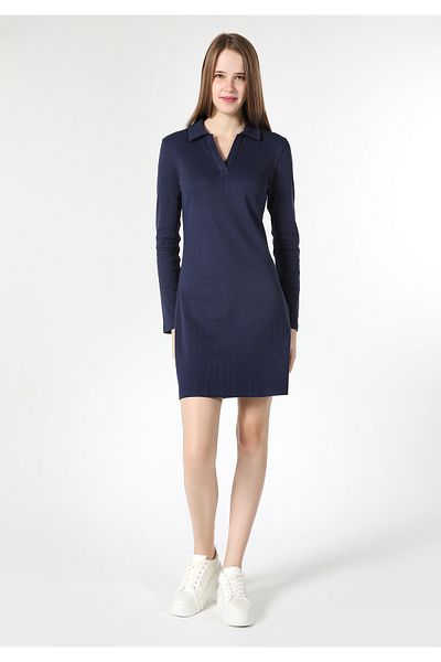 Colin's Regular Fit Straight Women's Navy Blue Long Sleeve Dress