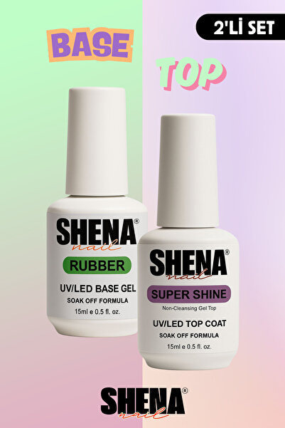 Shena 2li Kat Seti Rubber Base Coat Super Shine Top Coat 15 ml - Kalıcı Oje &...