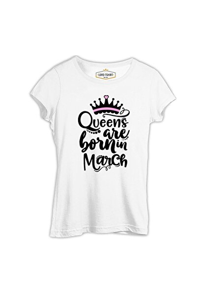 Lord T-Shirt تي شيرت نسائي أبيض من Burç - Queens Born in March 1