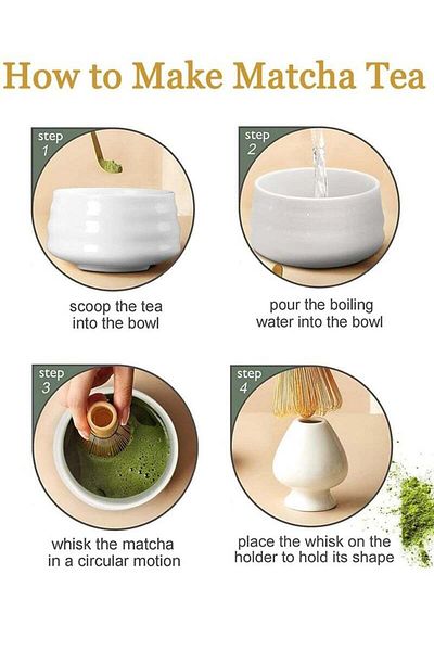 COOYA 7-Piece Tea Set with Ceramic Bowl,Strainer,Traditional Spoon,Bamboo Matcha Whisk and Stand,White