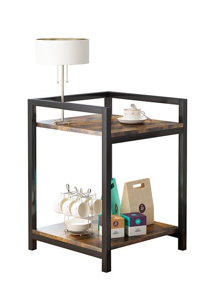 AnneFish Side Table End Table Nightstand Sofa Service Table for Home Living Room and Bedroom Rustic Brown