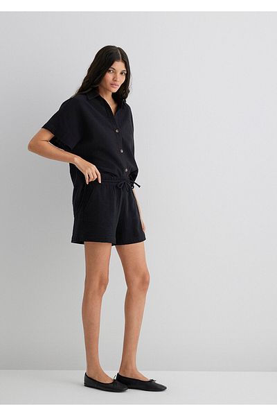 Mavi Strukturierte schwarze Shorts 1410132 -900