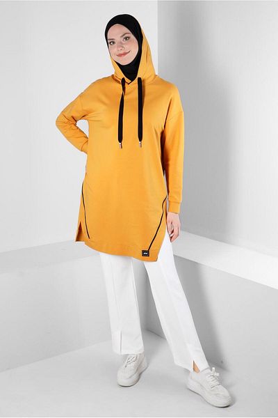 Alvina Stone Printed Hooded Tracksuit Tunic - 43554
