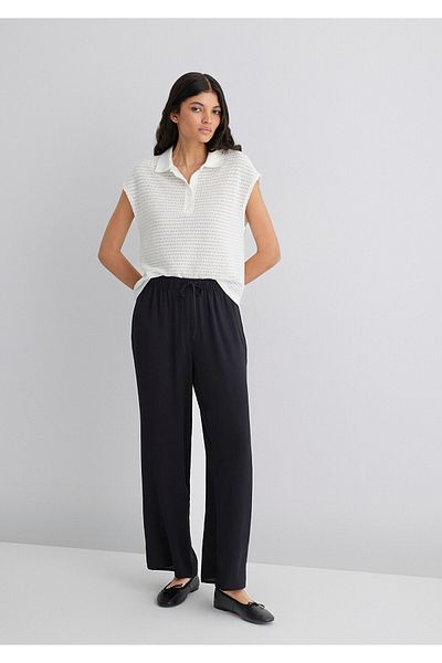 Mavi Schwarze Hose mit weitem Bein -1010682-900