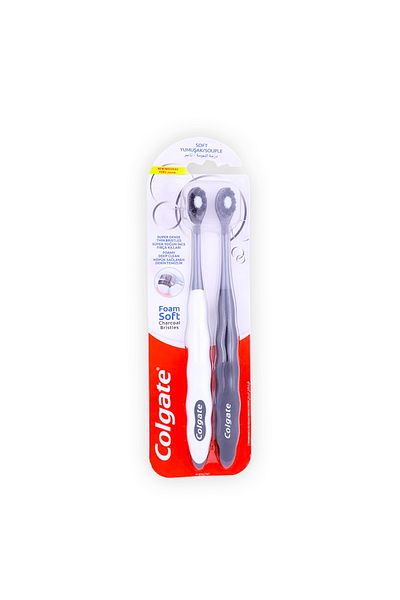 Colgate Foam Soft Charcoal Bristles Toothbrush Assorted Colour 2 pcs