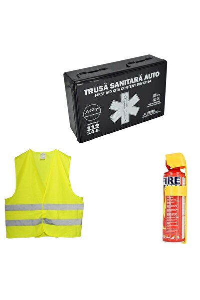 motor starter R.A.R Car Safety Kit - 1 x 1000ml Spray Fire Extinguisher, 1 x First Aid Kit, 1 x Reflective Vest