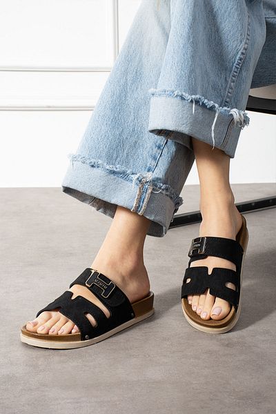 YNS STORE Daily Comfortable Sole Buckle Women's Slippers Black Color