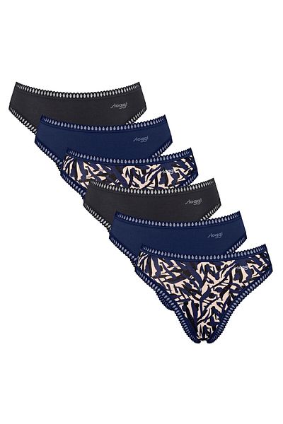 SLOGGI Damen Slips, 6er Pack - GO Crush High Leg C6P, Unterhose, Stretch-Baumwolle