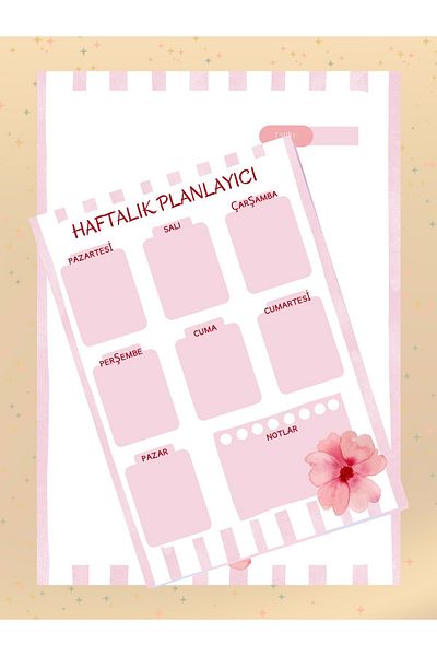 Ez&Tu Stıcker Floral Weekly Planner Set A4-A5 Size Planner Notebook Block School