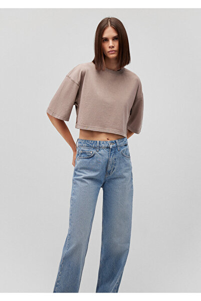 Mavi Kahverengi Basic Crop Tişört Crop / Kısa Kesim 1612662-70364