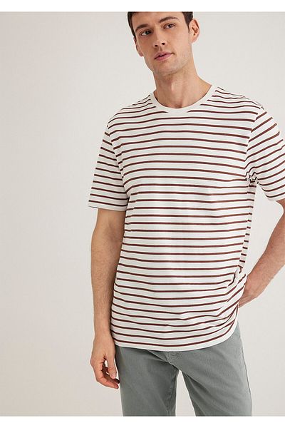 Mavi Καφέ ριγέ T-Shirt Regular Fit 0612235 -70387