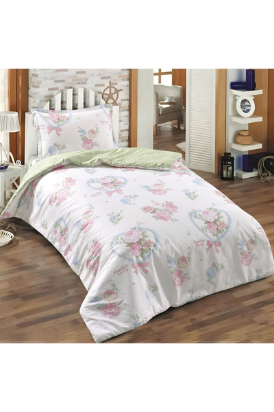 Alhabib bedding مفرش الربيع صيفي مفرد ونص فاخر أبيض تيفاني قطن برسومات الزهور...