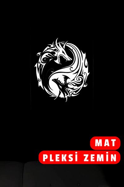 Angels Passion Reflective Yin Yang Dragon Symbol Plexiglass Wall Painting