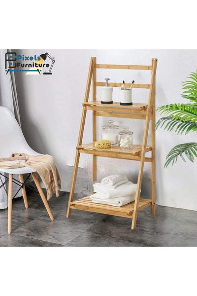 PixelsFurniture Pixel Furniture 3-Tier Foldable Wooden Ladder Rack, Multi-Purpose