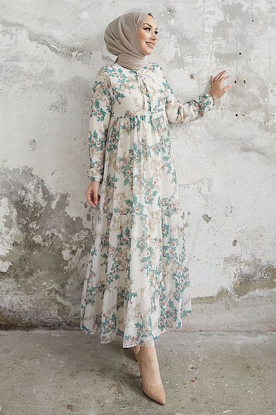 InStyle Lavi Tassel Λεπτομερές φόρεμα σιφόν - μέντα