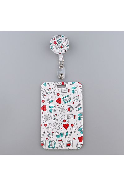 Choice 8 YQ1063 سلسلة مفاتيح Grey's Anatomy سهلة السحب، مشبك بكرة شارة طبيب الأسنان وممرضة، دبوس كرتوني للطبيب.